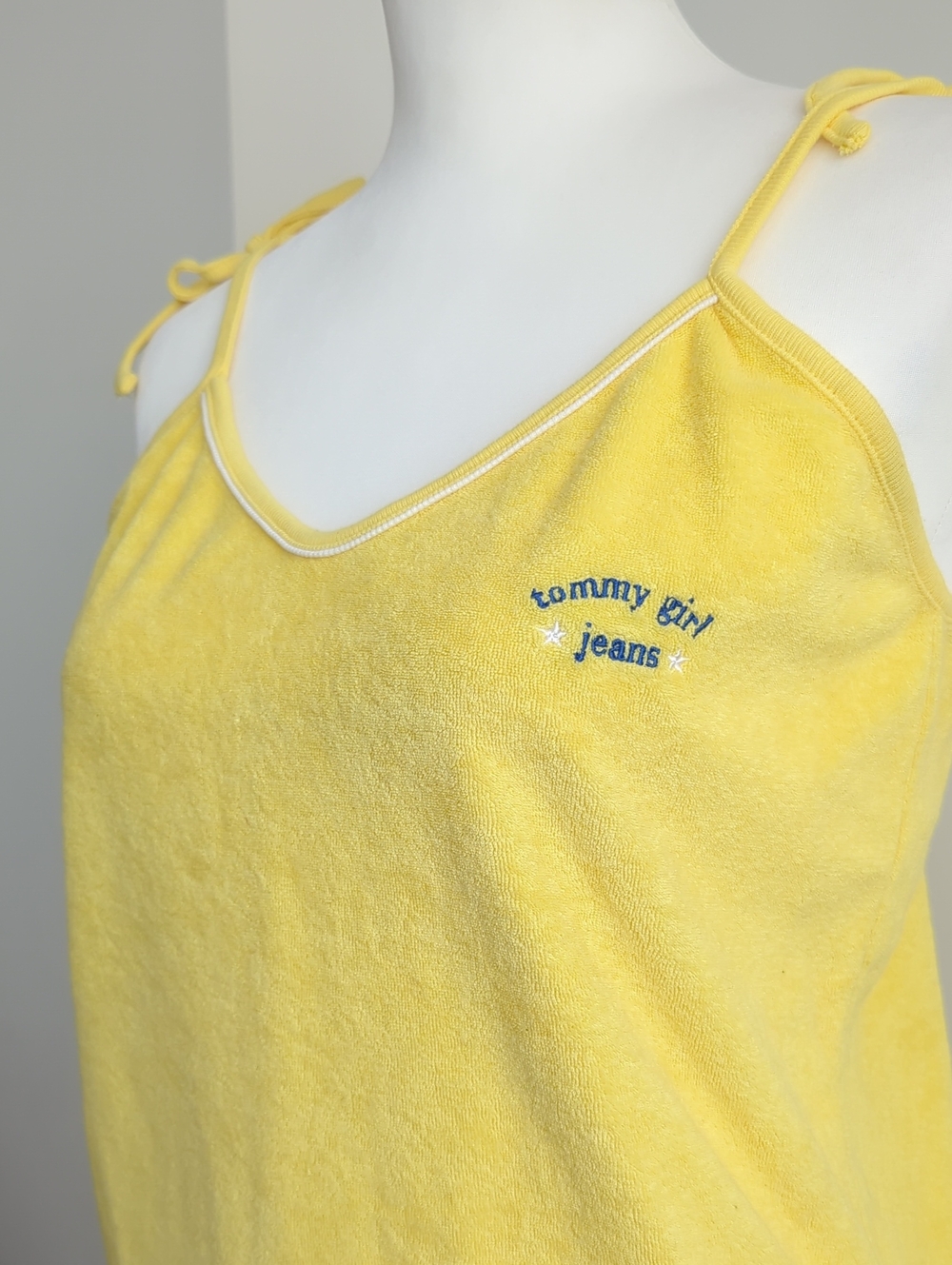 Tommy Girl Hilfiger Canary Yellow Terry Cloth Tie-Shoulder Tank Top - Picture 3 of 8